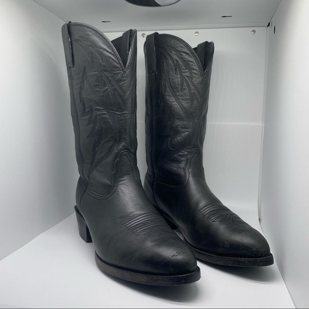 Nocona Competitor Mens Cowhide Leather R Toe Cowboy Boots Black Sz 10EE